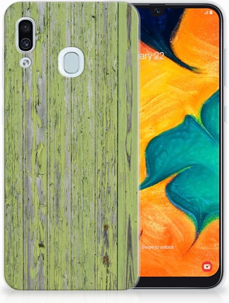 Samsung Galaxy A30 Bumper Hoesje Green Wood