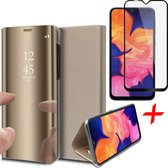 Samsung A10 Hoesje en Samsung A10 Screenprotector - Samsung Galaxy A10 Hoesje Spiegel Book Case Goud + Screen Protector Full - Hoesje Samsung A10 - Screenprotector Samsung A10