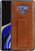 Grip Stand Hardcase Backcover - Telefoonhoesje - Achterkant Hoesje - Geschikt voor Samsung Galaxy Note 9 - Bruin