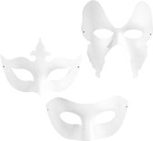 Masques, H: 10-20 cm, L: 18-20 cm, 12 pièces, blanc