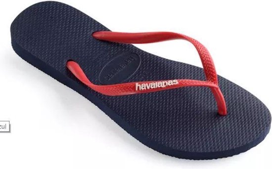 Havaianas Slim logo blauw rood slippers uni - Maat 37/38 | bol.com