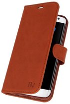 Bruin Rico Vitello Echt Leren Bookstyle Wallet Hoesje voor Samsung Galaxy S7 Edge