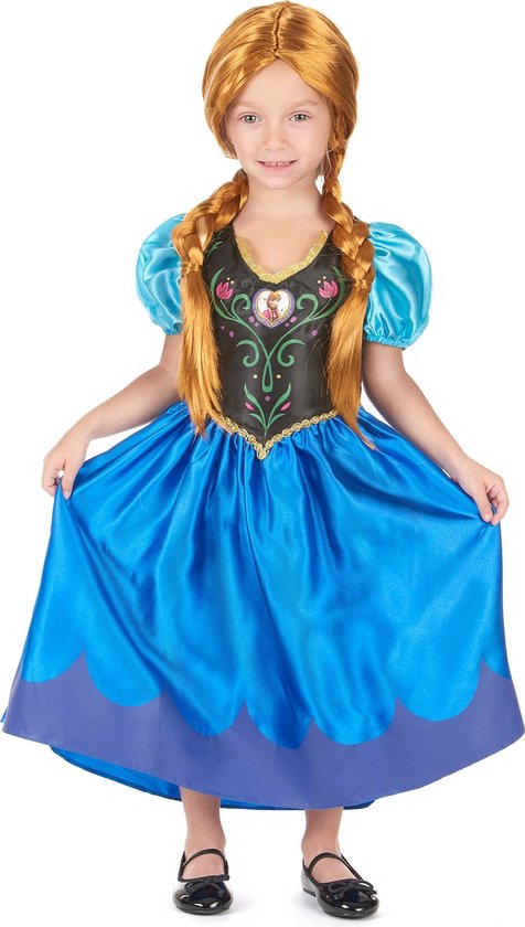 optocht nicotine Slepen Disney Frozen Prinses Anna Jurk - Kostuum Kind - Maat 128/140 | bol.com