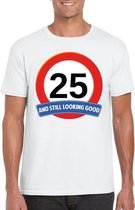 Verkeersbord 25 jaar t-shirt wit heren 2XL