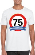 75 jaar and still looking good t-shirt wit - heren - verjaardag shirts XL