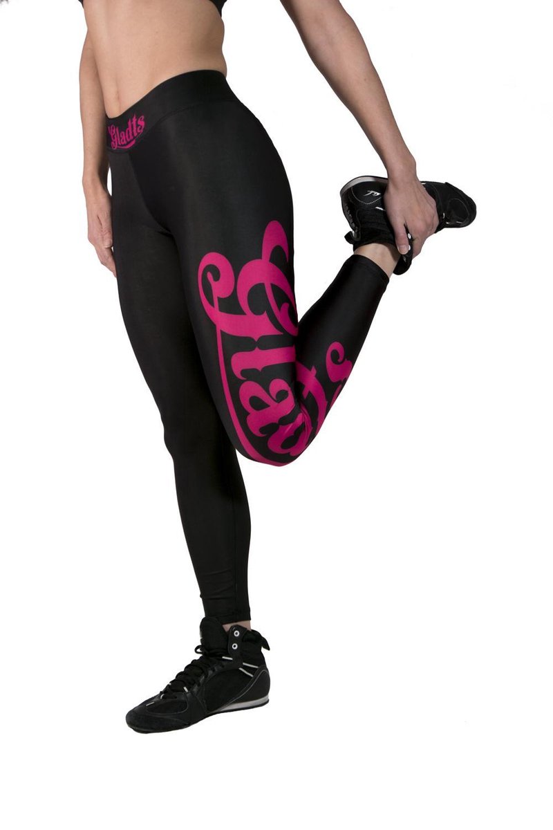Gladts - Legging - Met topje - Dames - Zwart/Roze - 2-delig - Maat M - Legging dames - Legging meisje - Legging dames volwassenen - Leggings - Legging sport dames