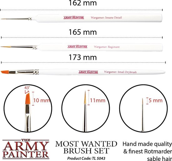 The Army Painter Most Wanted Brush Set - Miniature Small Paint