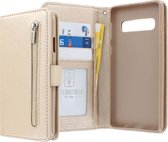 Samsung Galaxy S10+ Bookcase hoesje - CaseBoutique - Effen Goud - Kunstleer - Met Rits Vakje Muntvakje