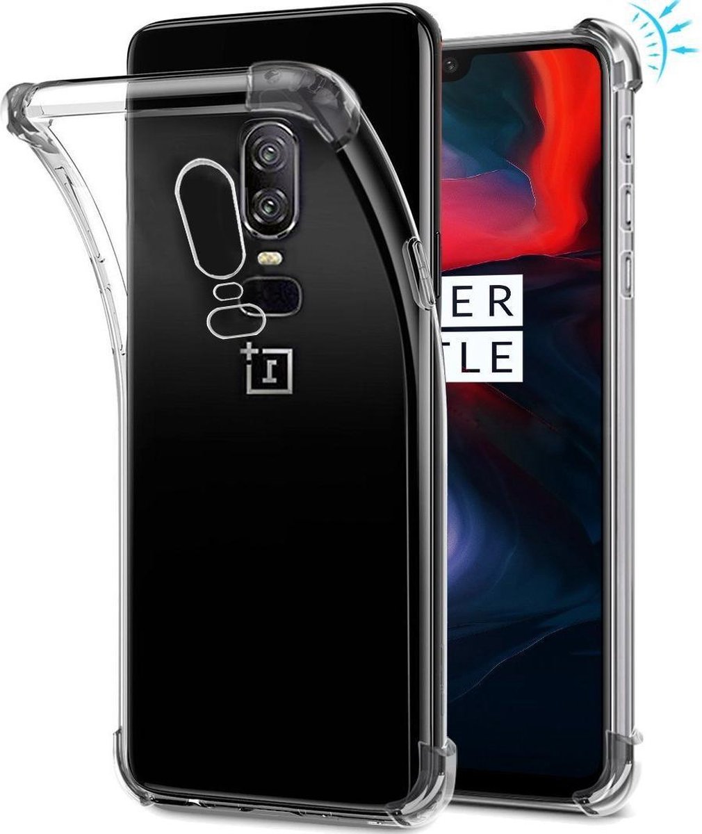 DrPhone Oneplus 6 TPU Hoesje - Siliconen Shock Bumper Case -Backcover met Verstevigde randen voor extra bescherming voor