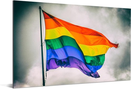Photo d'un drapeau arc-en-ciel Aluminium 30x20 cm - petit - Tirage photo sur aluminium (décoration murale en métal)