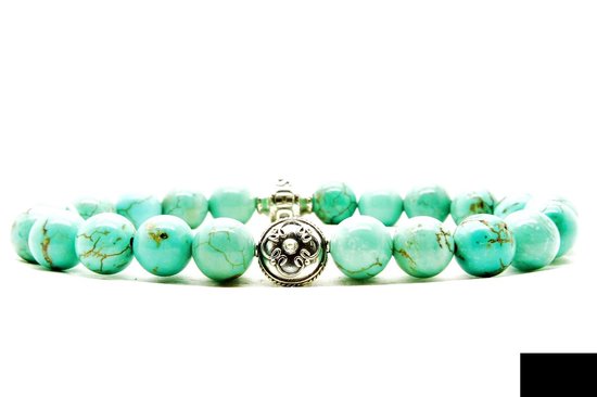 Beaddhism - Armband - Turquoise - Hana - Sterling Zilver - 8 mm - 22 cm