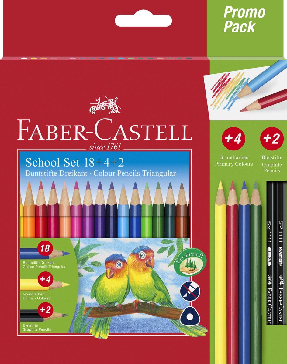 Faber-Castell kleurpotloden – promotieset school 18+4+2 – FC-201597