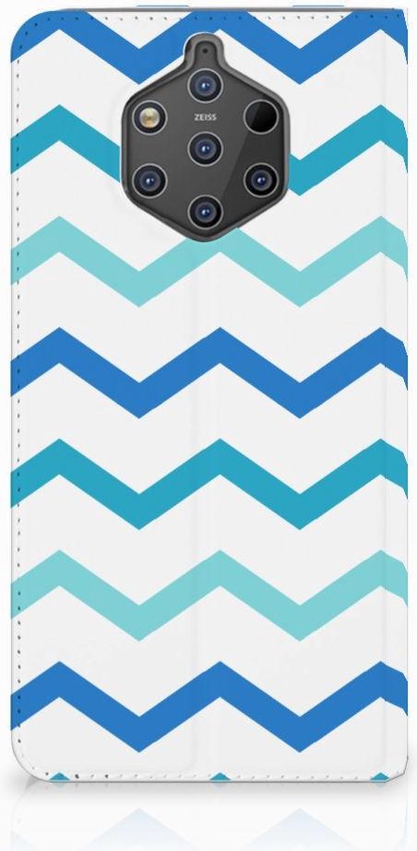 Nokia 9 PureView Hoesje met Magneet Zigzag Blauw