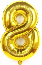 XL cijferballon 100 cm goud nummer 8 | nummer ballon | cijfer ballon