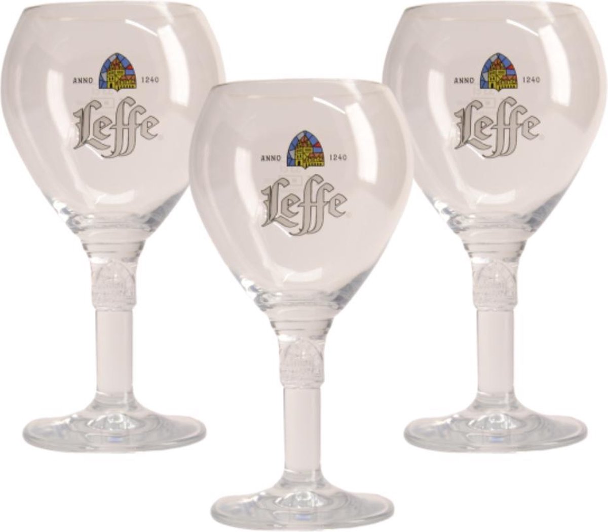Leffe Bierglas - 33cl (Set van 3) Origineel glas de brouwerij - op voet - Nieuw |