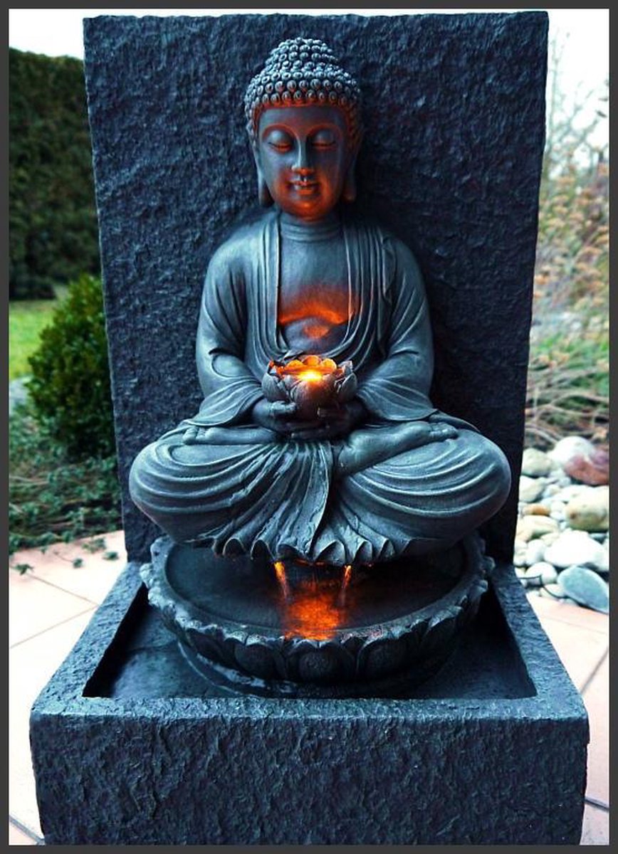 moederlijk deur puberteit Boeddha, Buddha, fontein, waterpartij, 65 cm, lotusbloem met ledverlichting  | bol.com