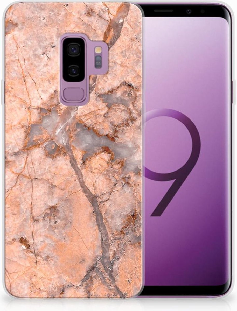 Samsung Galaxy S9 Plus TPU Siliconen Hoesje Marmer Oranje
