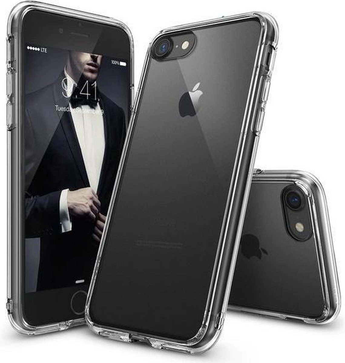SMH Royal - Luxe voor iPhone 7 Siliconen Hoesje met Side Grip | Transparant | Beste Bescherming voor uw iPhone | Silicoon | TPU | Backcover | Crystal