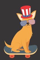 Chihuahua Dog Skateboarding Uncle Sam Hat Sun Glasses Notebook Journal