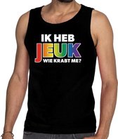 Ik heb jeuk wie krabt me? gaypride tanktop zwart heren M