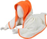 ARTG® Babiezz - Babycape - Baby Badcape - Kraamkado - 75 x 75 cm -  Wit / Oranje Capuchon en Rand - 100% Katoen - WHITE / BRGHT ORANGE