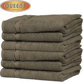 Queens Handdoek - 6 Stuks - Taupe - 50x100 cm - 600 gr/m2