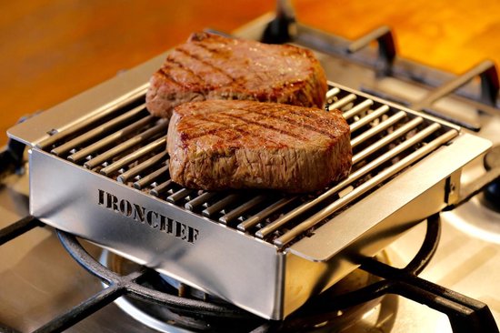 IRONCHEF Lavastone Grill - Convient pour cuisinière à gaz - Barbecue - BBQ  - Plaque de