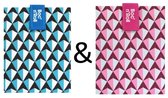 Boc'n'Roll Foodwrap herbruikbaar Boterhamzakje - Tiles Blue en Pink