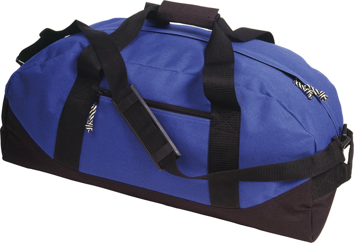Sporttas/reistas , met 2 ritsvakken en verstelbare draagband in de kleur kobalt blauw