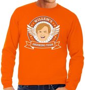 Oranje Koningsdag Willem drinking team sweater heren -  Koningsdag kleding XXL