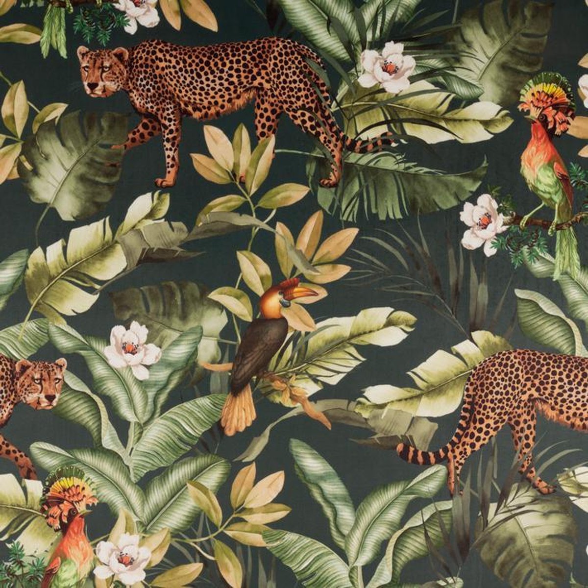 tissu jungle velours vert léopard - tissu imprimé numérique velours vert au  mètre -... | bol