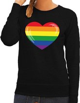 Gay pride regenboog hart sweater zwart - lesbo sweater voor dames - gay pride XXL