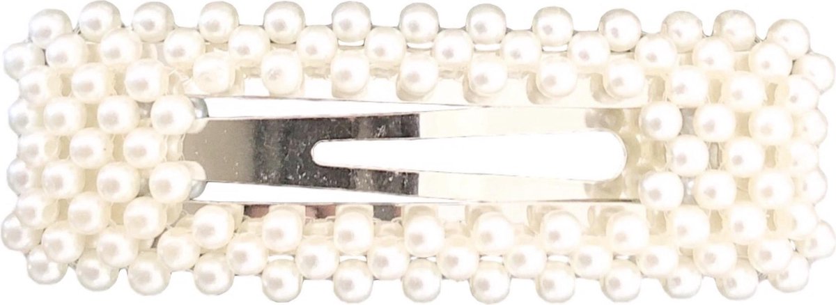 Lajetti - Haarspeld met Parels Zilver - Haarclip Schuifspeldje Rechthoekig - Haaraccessoire voor Dames en Meisjes