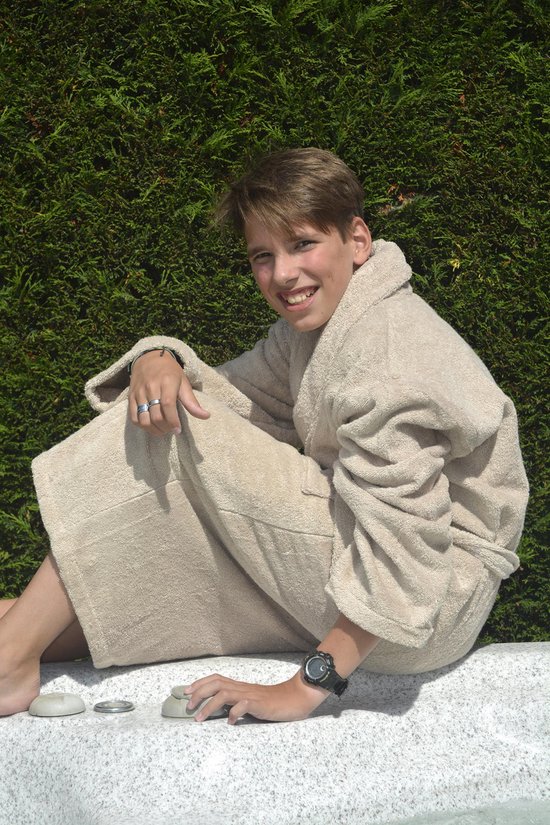 ARTG® Robezz - Badjas Sjaalkraag - 100% Badstof Katoen - Beige - Sand - Maat XXXL - (3XL)