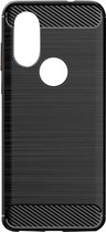 Shop4 - Motorola One Vision Hoesje - Zachte Back Case Brushed Carbon Zwart