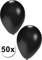 Bellatio Decorations ballonnen - 50 stuks - zwart - 27 cm - helium of lucht - verjaardag / versiering