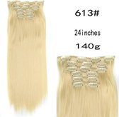 Clip in hair extensions Synthetisch silky straight haar kleur:613 55cm 140 gram