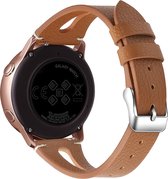 SmartphoneClip® Leer double bruin bandje geschikt voor Samsung Galaxy Watch 42mm en Galaxy Watch Active
