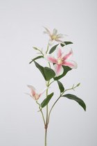 Clematis - zijden bloem - kunstbloem 1 stuk - roze - topkwaliteit - 61cm