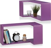 relaxdays wandplank hoekmodel - boekenplank - CD-rek - kruidenrek - blinde montage - hout violet