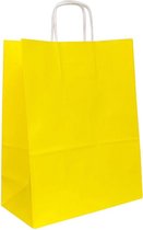 Papieren tassen | Geel | 32+12x41cm | Gedraaide grepen | 50 stuks