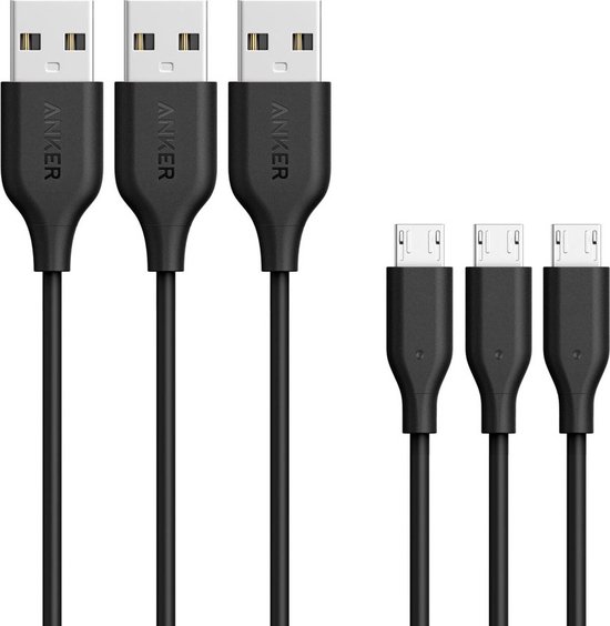 Anker PowerLine 3-Pack USB-A naar Micro USB 0.9m - Zwart | bol.com