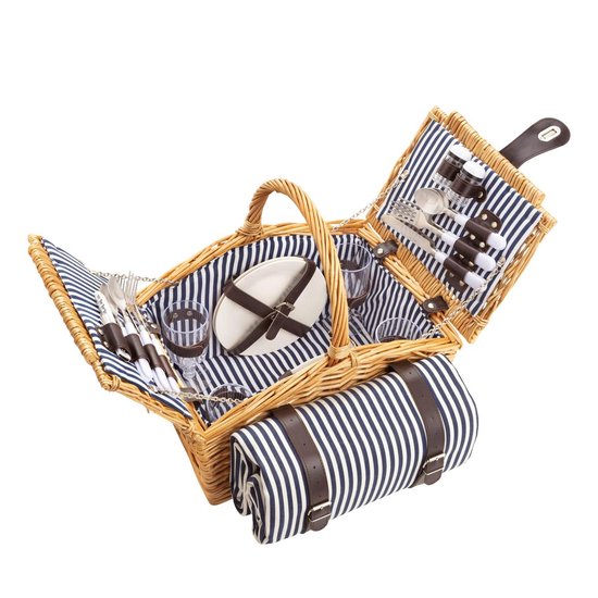 Panier de pique-nique complet Dutch Mountains - Deluxe pour 4 personnes, 24 pièces - avec linge et vaisselle pour 4 personnes