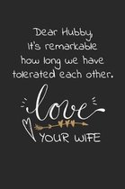 Dear Hubby, It's remarkable how long we have tolerated each other love your wife