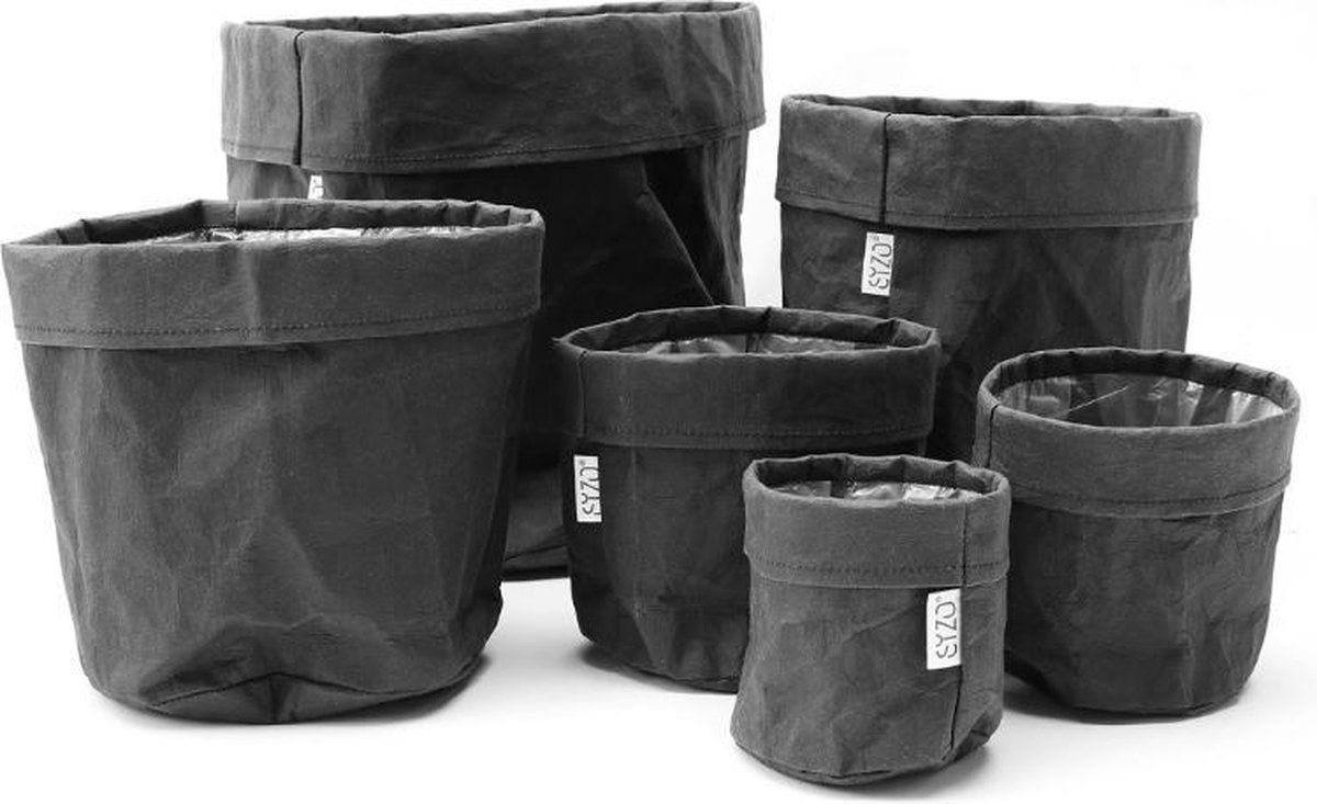 Sizo paper bag 25 cm lederlook zwart