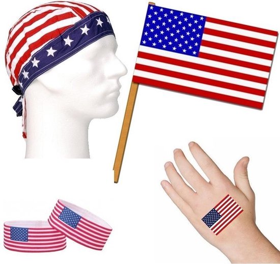 Amerika/USA thema verkleed set voor volwassenen Fan/supporter - |