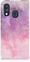 Geschikt voor Samsung Galaxy A40 Bookcase Pink Purple Paint