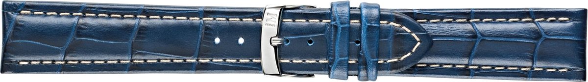 Morellato horlogeband Plus U3252480061CR22 - PMU061PLUS22 Croco leder Blauw 22mm + wit stiksel