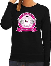 Zwart Geslaagd drinking team sweater dames M