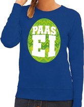 Paas sweater blauw met groen ei voor dames XS